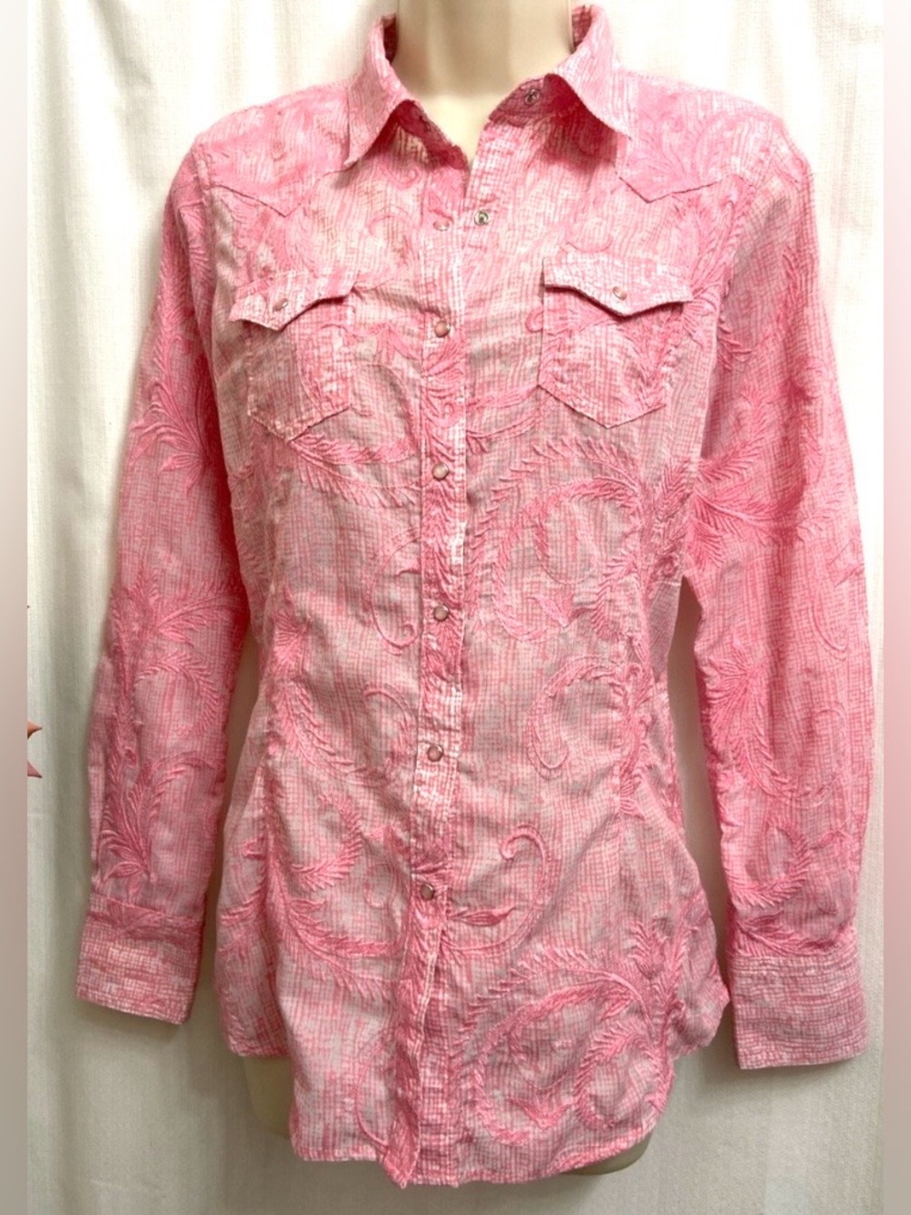 Ariat Pink Embroidered Western Shirt Lightweight Rodeo Cowgirl